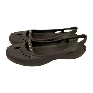 Rubber Ballet Flats Size 10 Perforated Rhinestone Comfort Slingback Flat Sandals